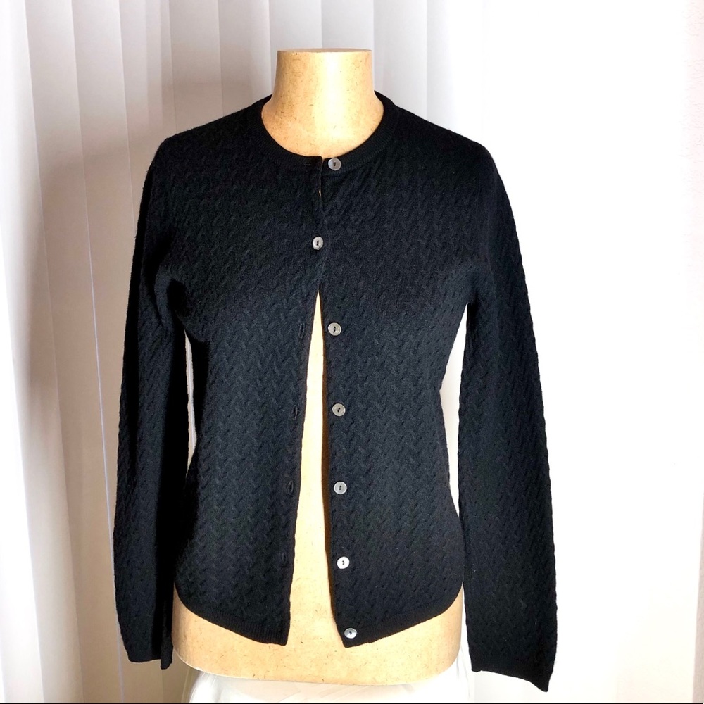 cashmere NEIMAN MARCUS black pullover cardigan S